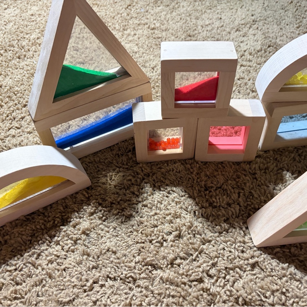 Sensory Blocks Colorful Wooden Building Blocks Set